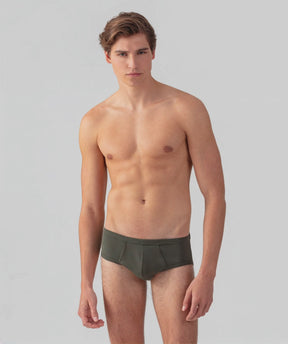 Army Ribbed Y-Front Briefs: Military Green