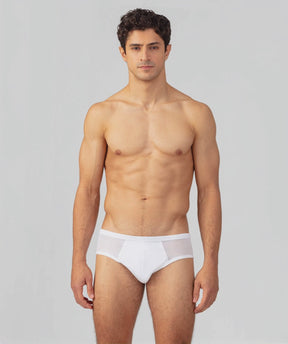 Mesh Y-Front Briefs: White