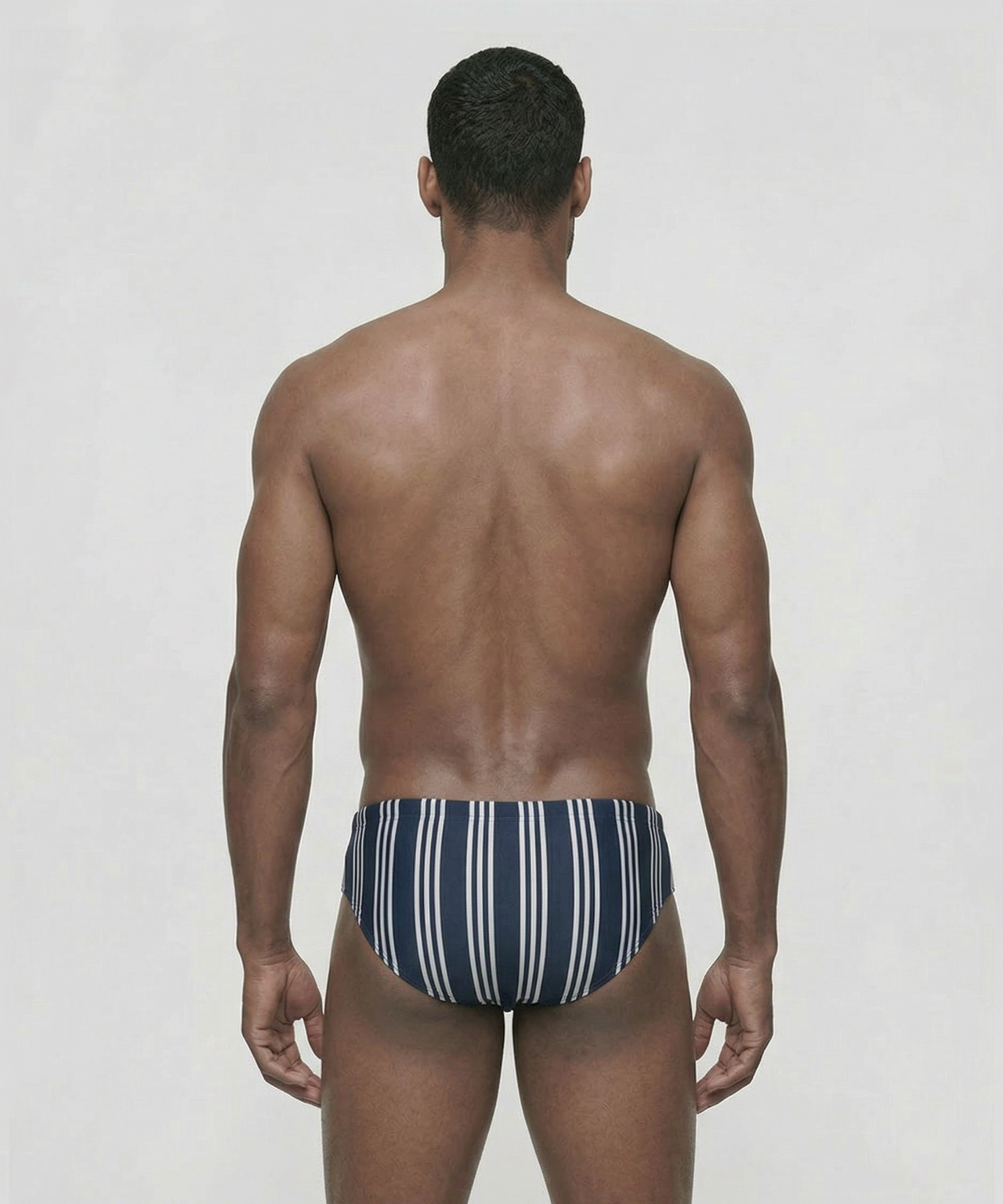 Swim Briefs w. Vertical Thin Stripes: Navy