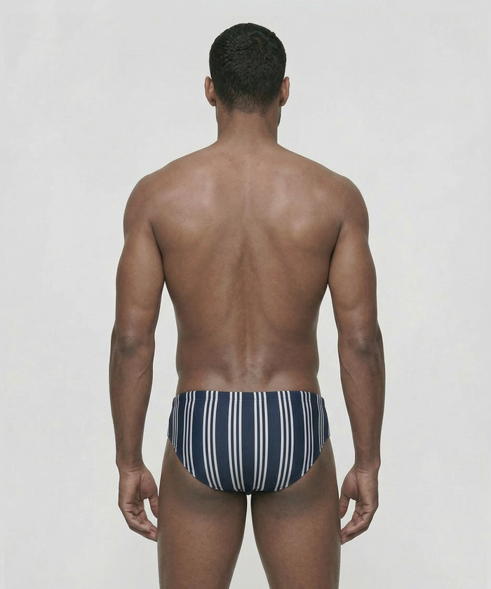 Slip de bain à rayures verticales fines: Bleu marine
