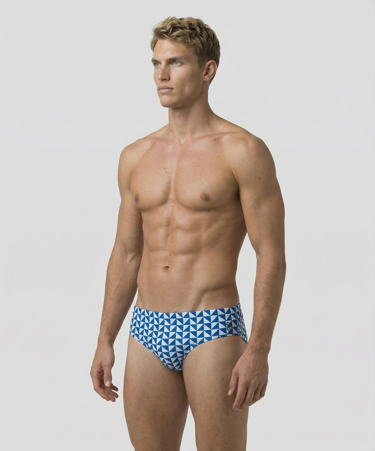 Slip de bain à motif géométrique: Bleu