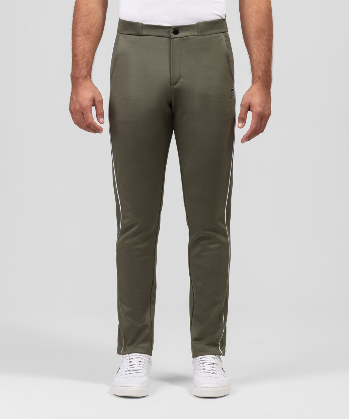 Pantalon avec passepoil: Vert foncé olive