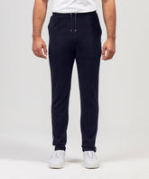 Cotton Silk Pants w Piping: Navy
