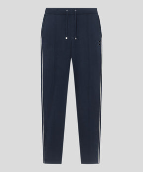 Cotton Silk Pants w Piping: Navy