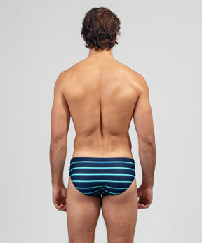 Swim Briefs Retro Stripes: Pistachio Green / Navy