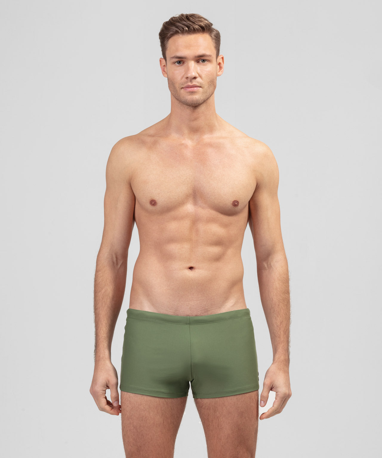 Boxer de bain à liserés: Vert olive