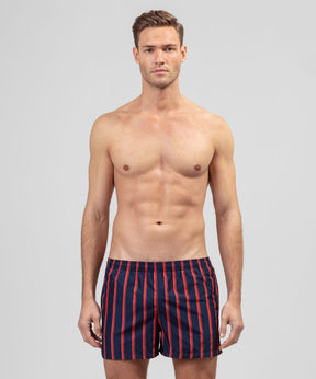 Swim Shorts Retro Stripes: Amalfi Red / Navy