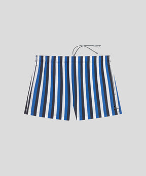 Swim Shorts Tricolor Vertical Stripes: Greek Blue/Navy/White