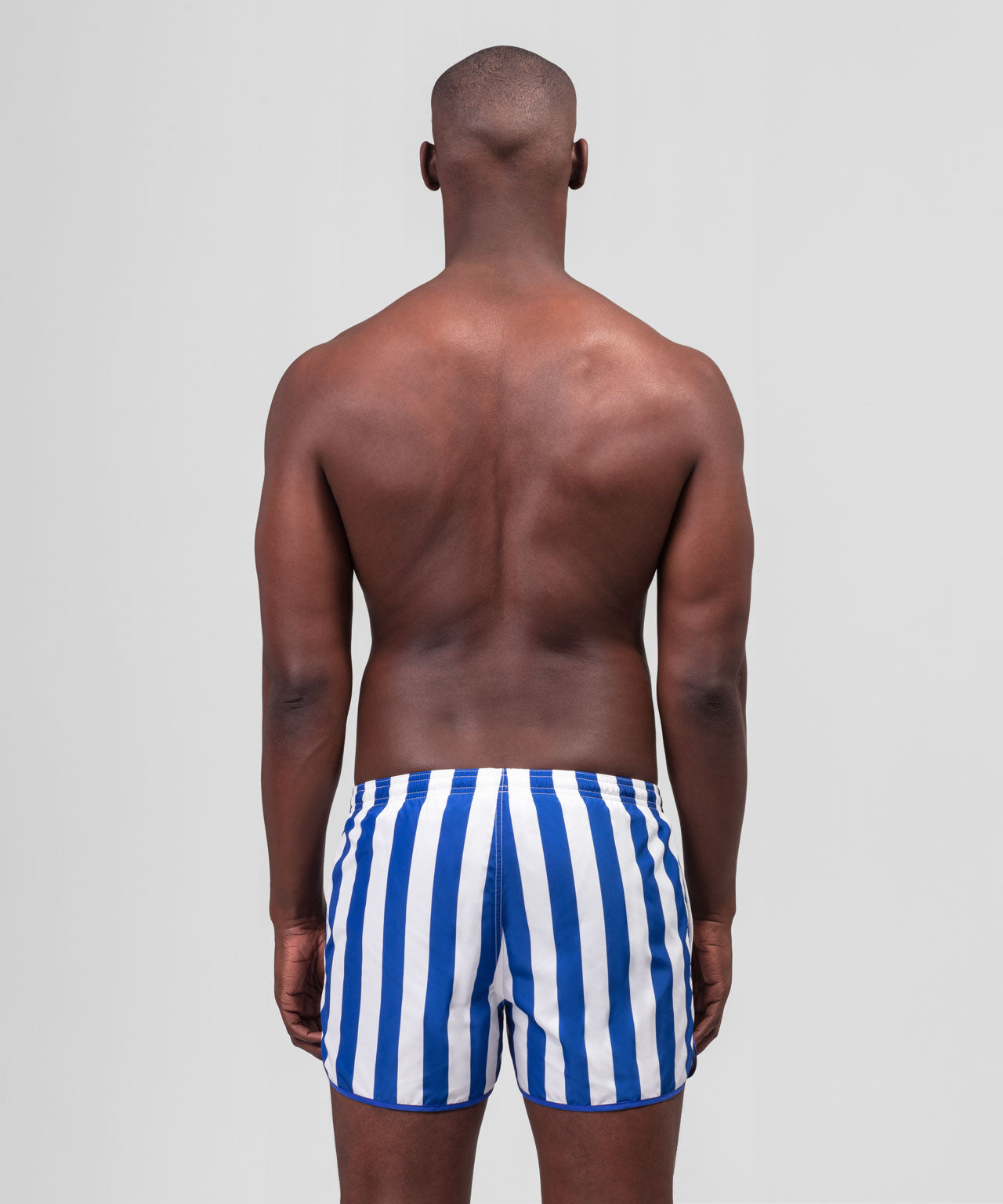 Marathon Swim Shorts Vertical Wide Stripes: Greek Blue/White