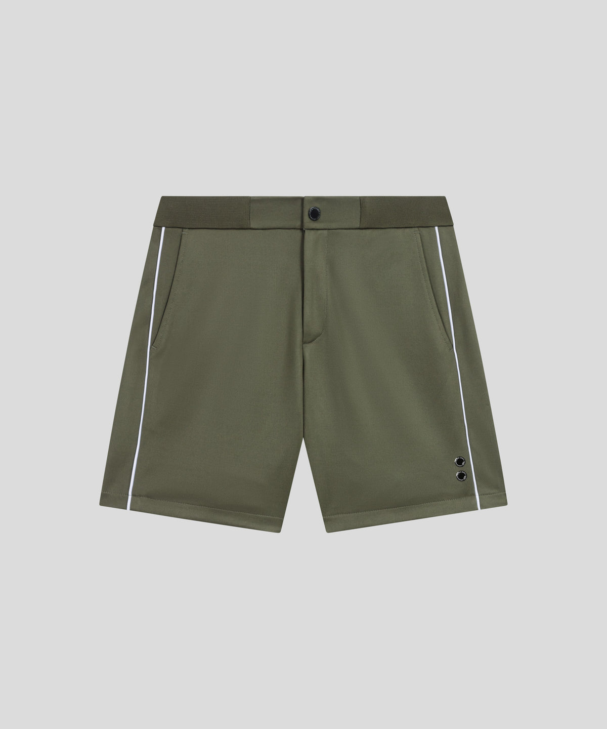 Shorts zippé avec passepoil: Vert olive foncé