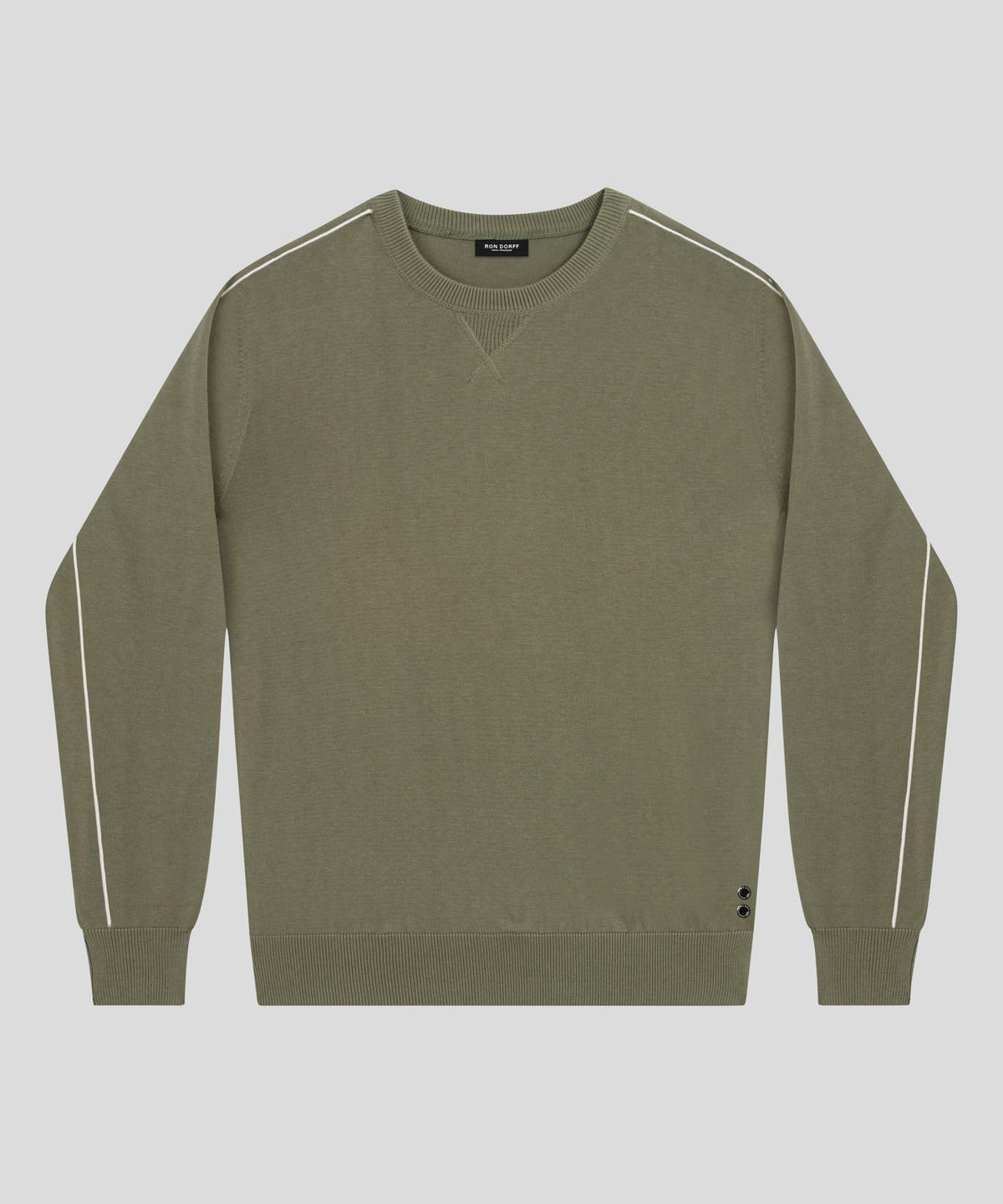 Sweatshirt en coton-soie avec passepoil: Vert olive