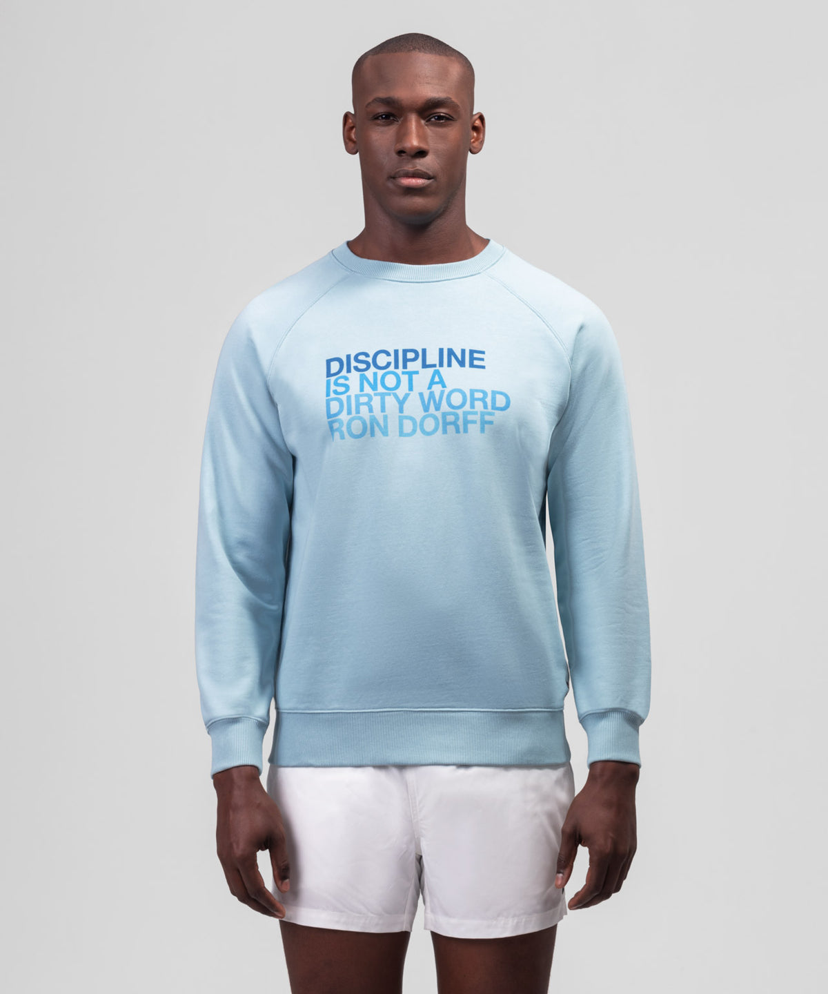 Sweatshirt en coton organique "DISCIPLINE": Morning Blue