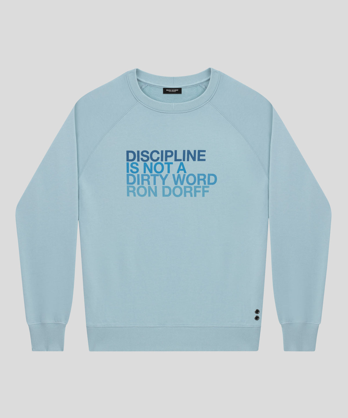 Sweatshirt en coton organique "DISCIPLINE": Morning Blue