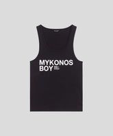 Organic Cotton Tank Top "MYKONOS BOY": Black