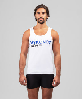 Débardeur en coton organique à imprimé MYKONOS BOY: Blanc