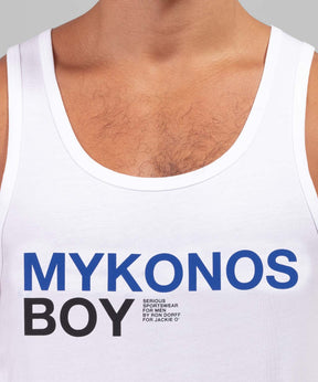 Débardeur en coton organique à imprimé MYKONOS BOY: Blanc