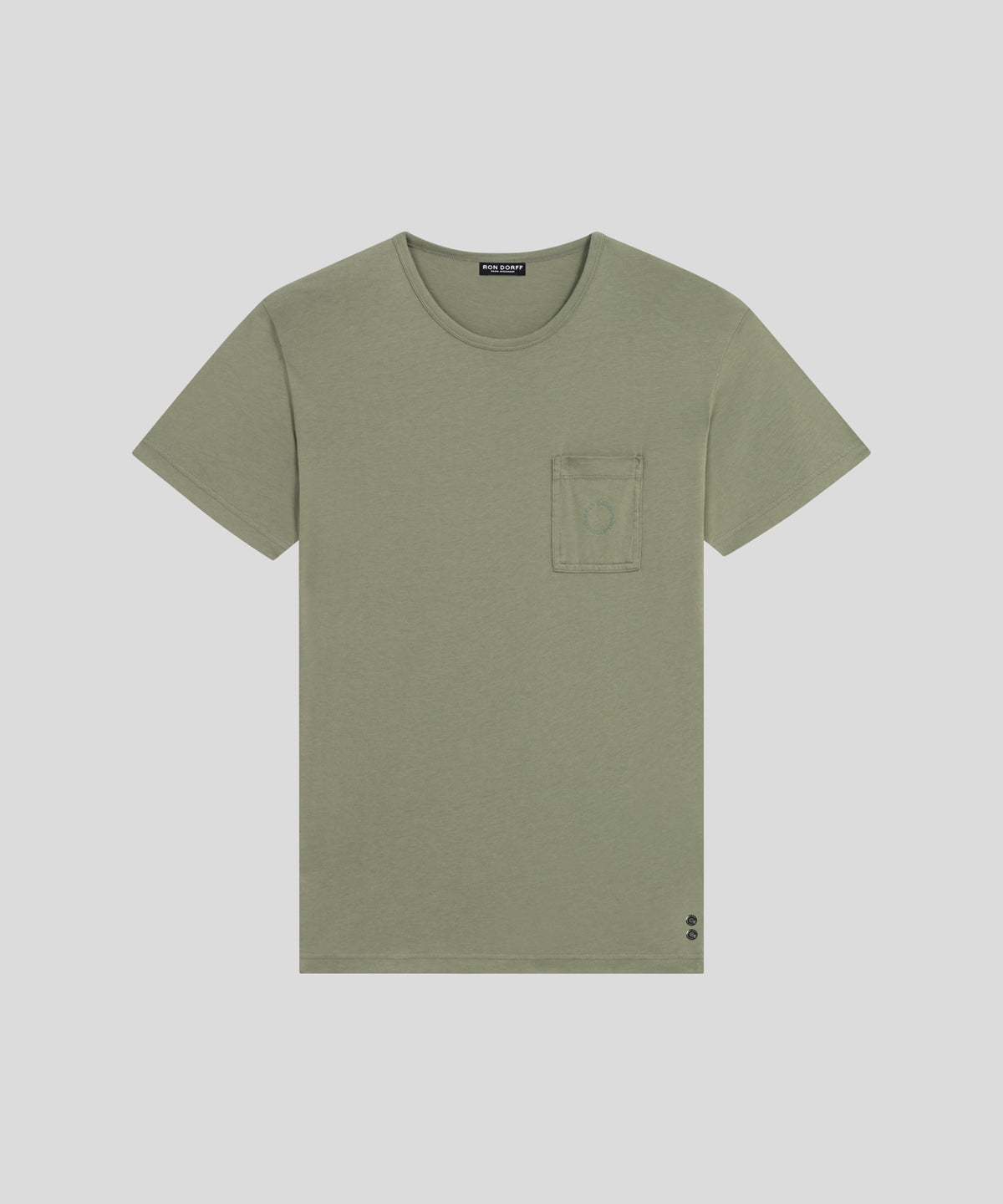 T-Shirt en coton modal avec une poche poitrine: Vert olive