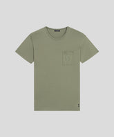 Cotton Modal T-Shirt w Chest Pocket: Olive Green