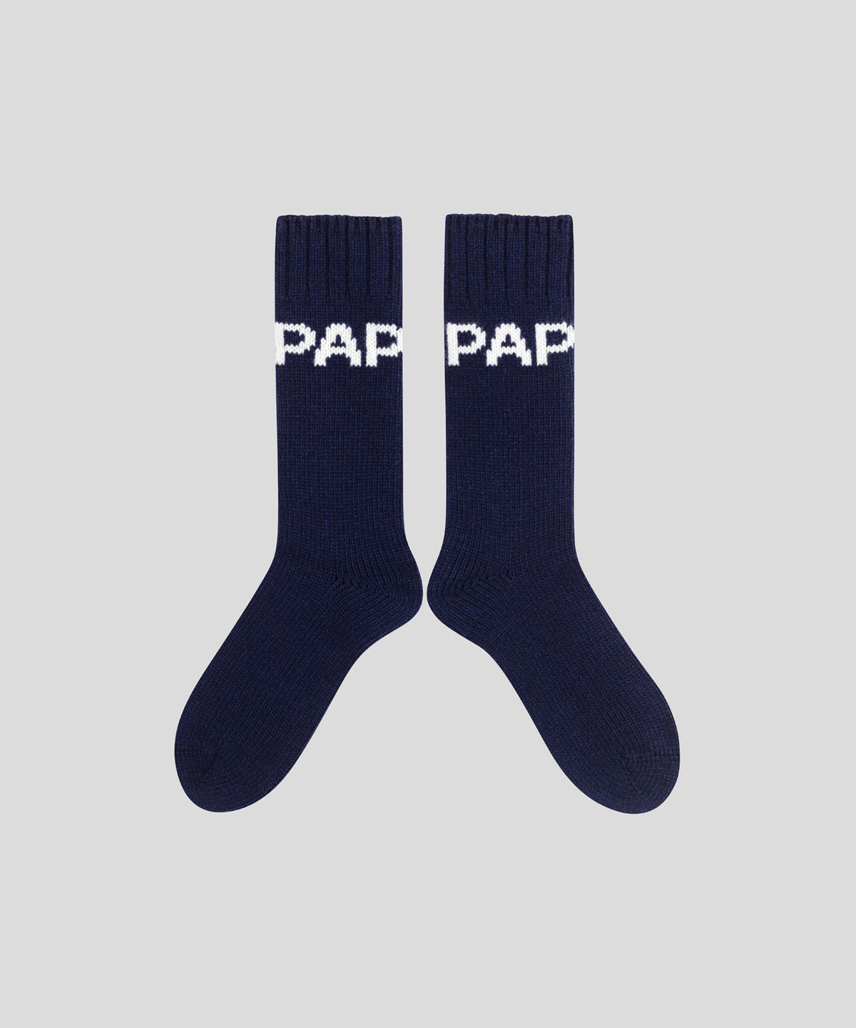 Chaussettes en laine à imprimé PAPA: Bleu marine