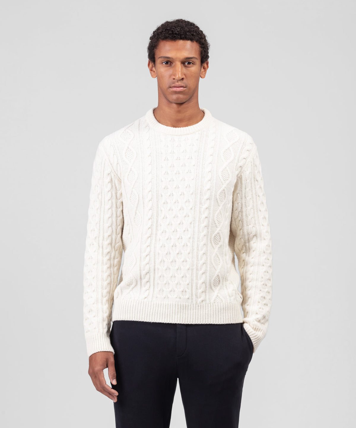 Cashmere-Wool Telemark Sweater: Off White