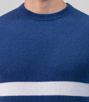 Cashmere Sweatshirt Horizontal Lines: Blue Lake