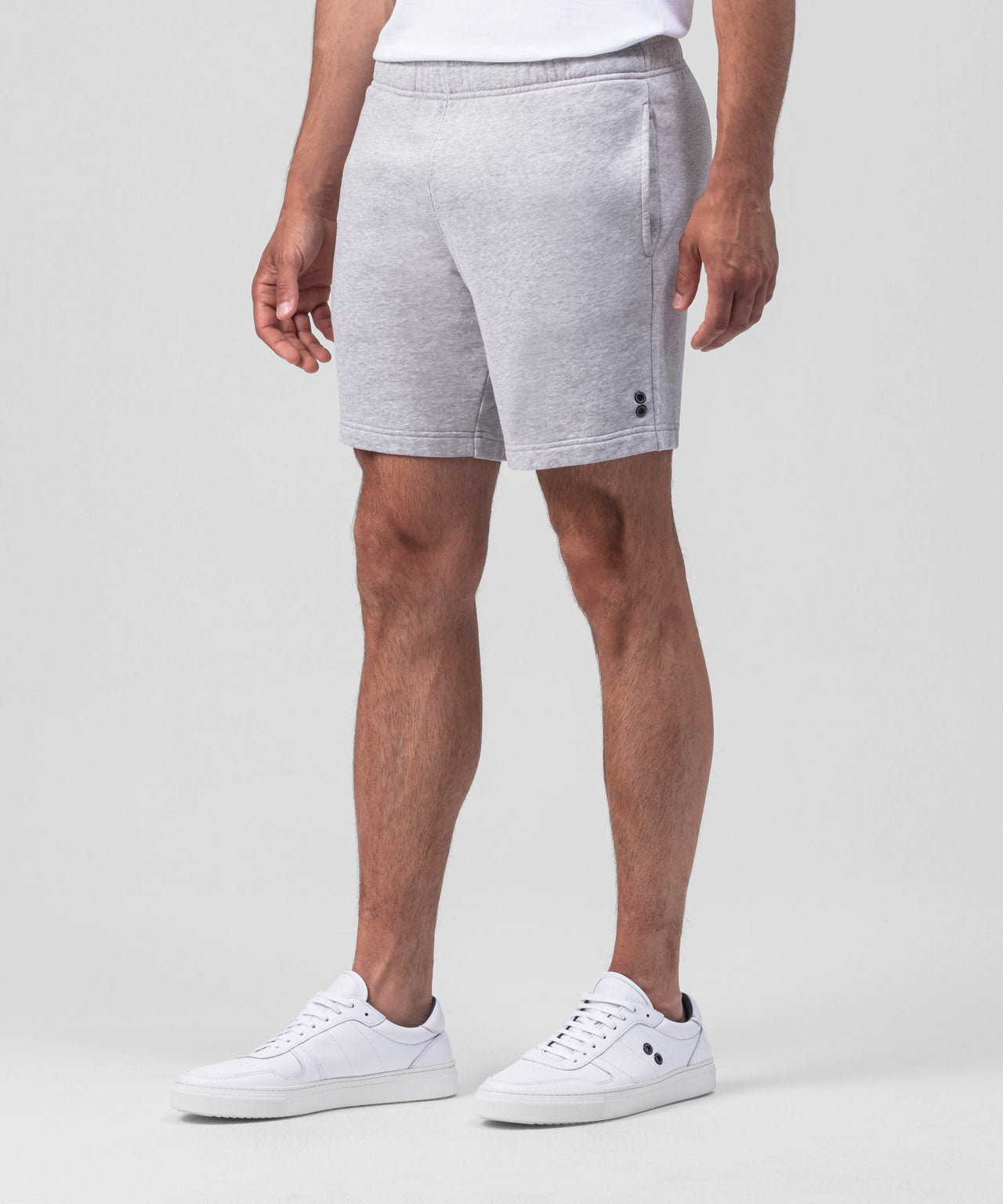 Short de jogging en coton: Gris chiné