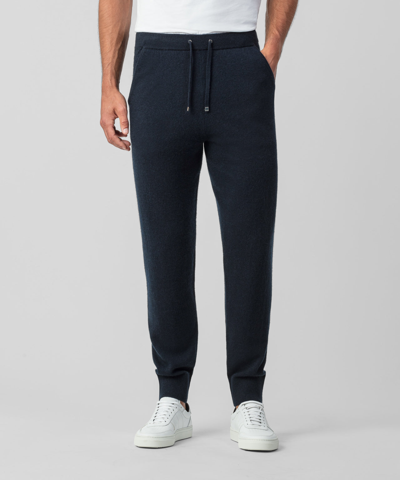 Pantalon avec poches en cachemire: Bleu marine