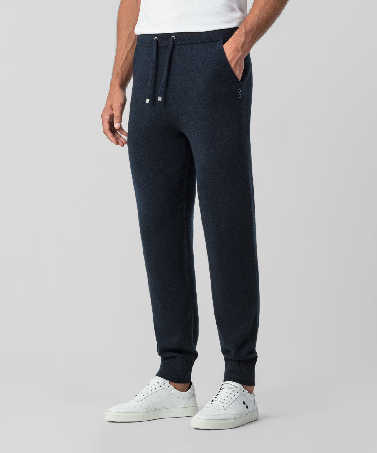 Pantalon avec poches en cachemire: Bleu marine