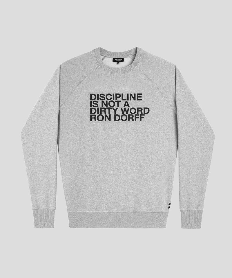 Bio-Baumwoll-Sweatshirt „DISZIPLIN“: Grau meliert